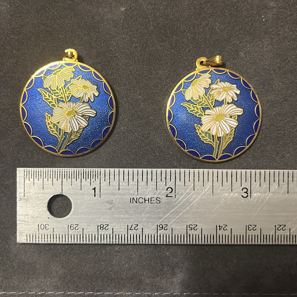 Floral Blue and Gold Colored Pendants - Picture 2 of 3